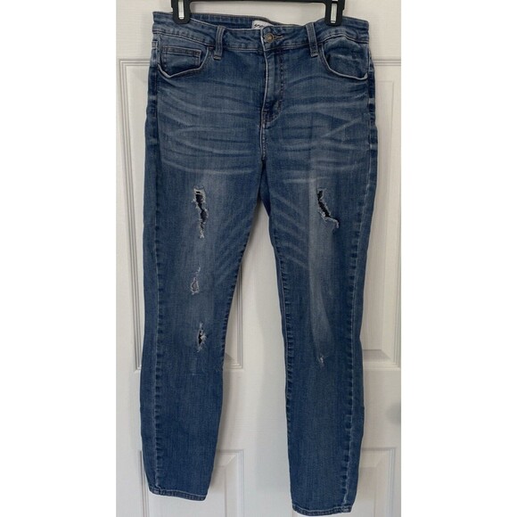 Studio Blue Distressed Skinny Capri Jean Blue Womens Size 31/10 High Rise - Picture 1 of 7